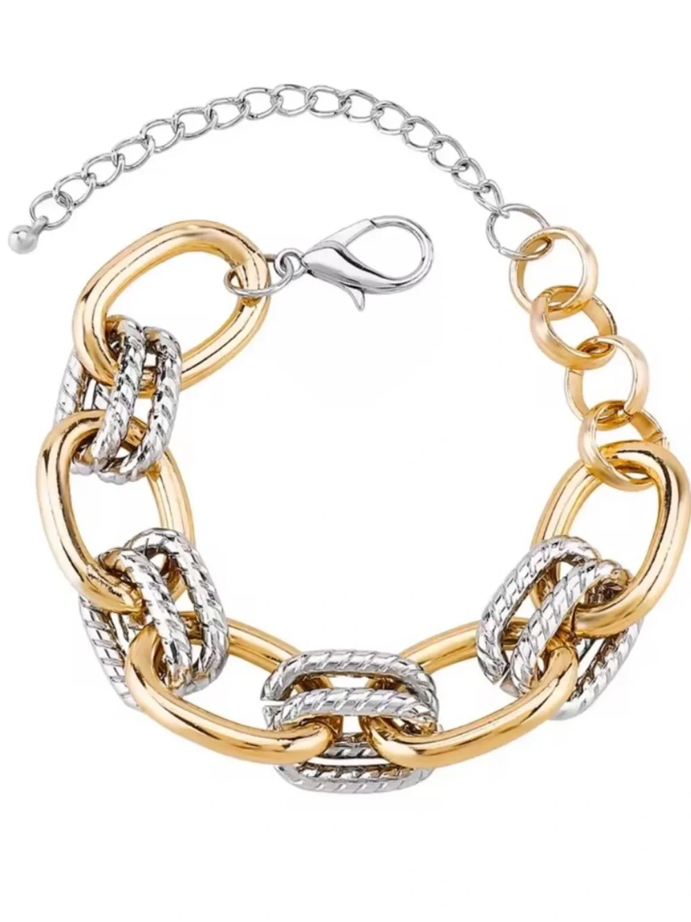 Two-Tone Gold and Silver Link Bracelet